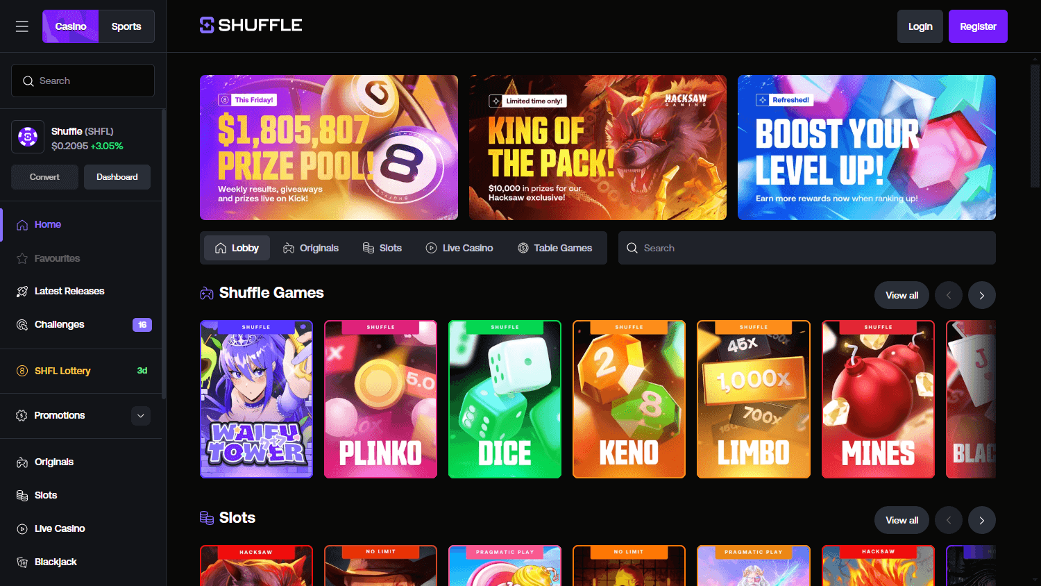 Shuffle Casino Desktop screenshot
